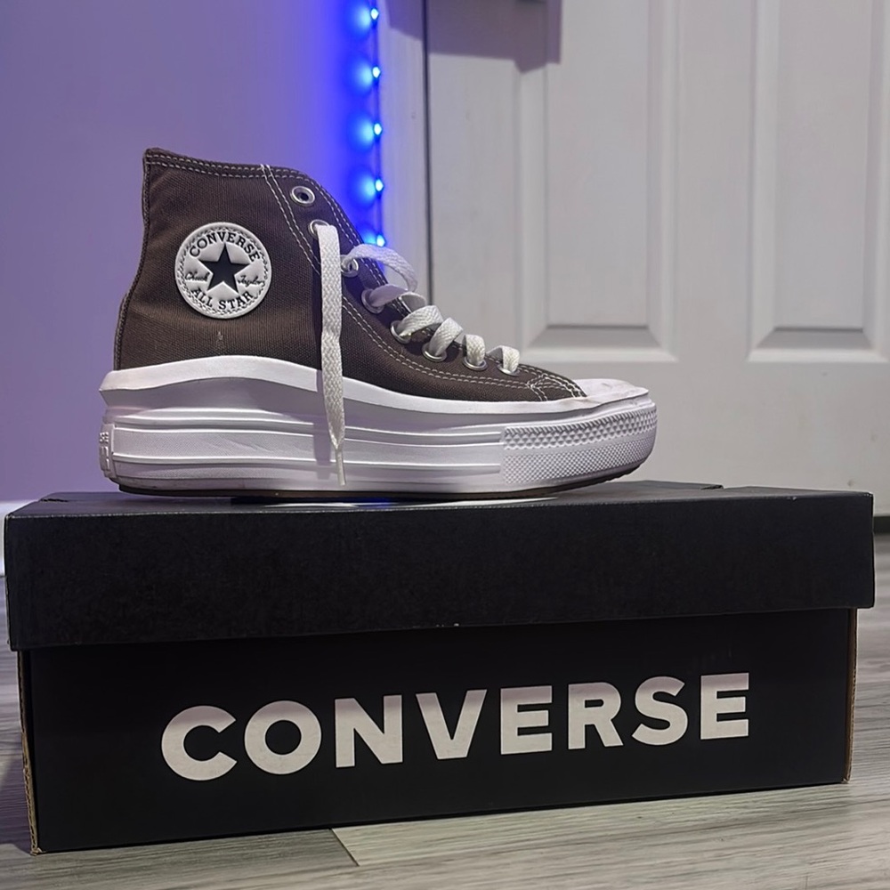 Converse High-Top Sneakers in Brown and White
